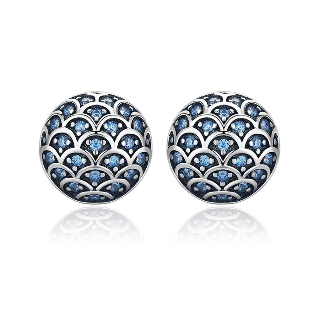 Simple Blue "Legend Of The Sea" Stud Earrings