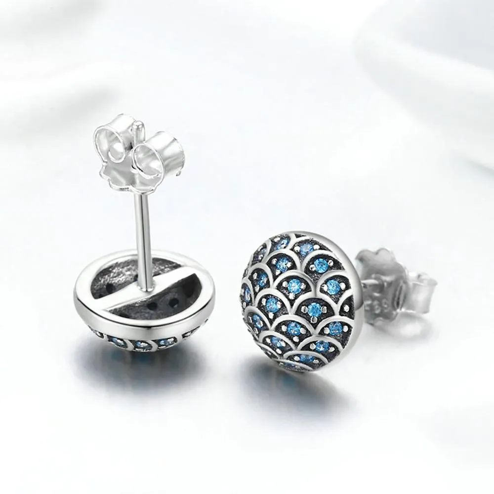 Simple Blue "Legend Of The Sea" Stud Earrings