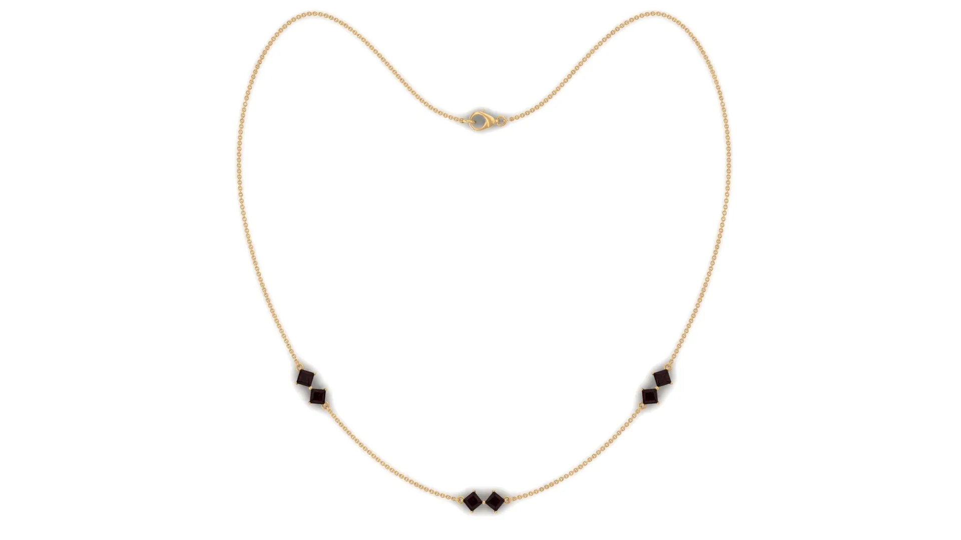 Simple Garnet Station Chain Necklace