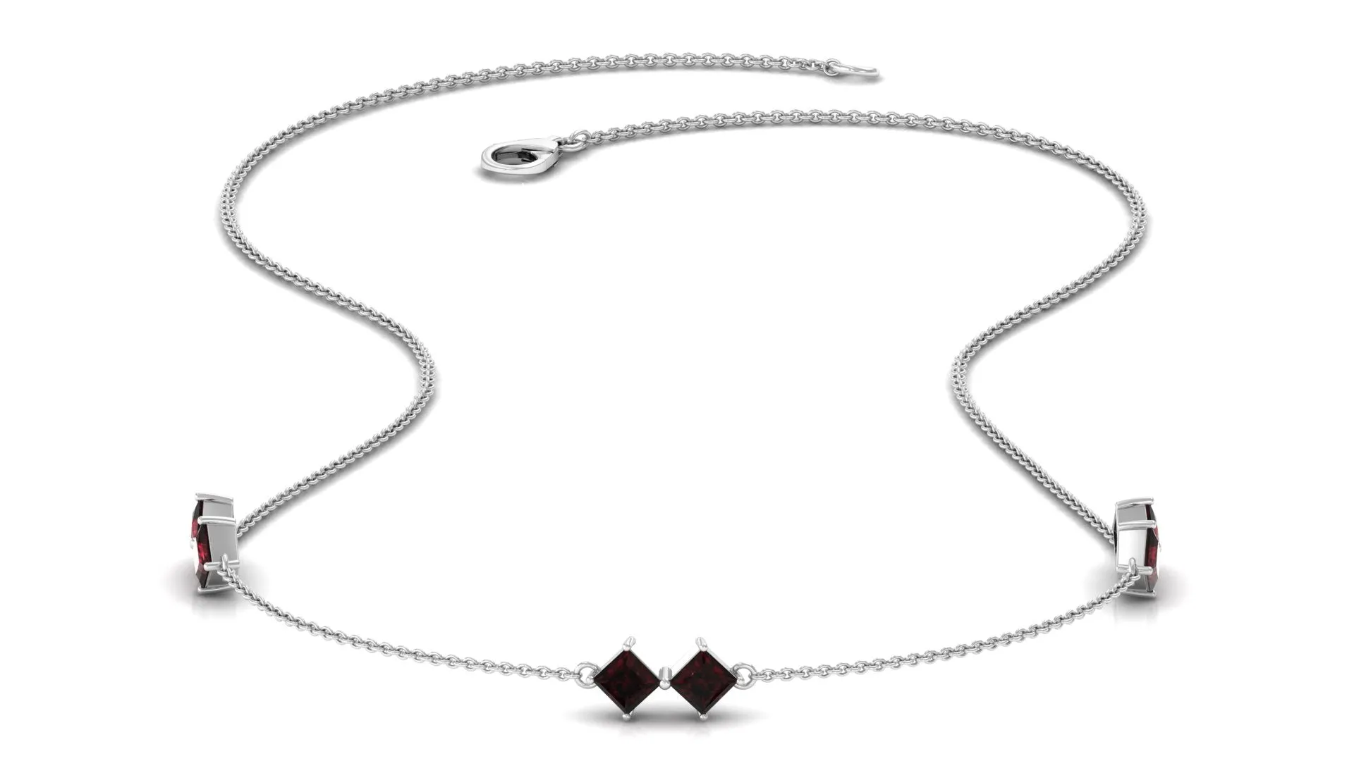 Simple Garnet Station Chain Necklace