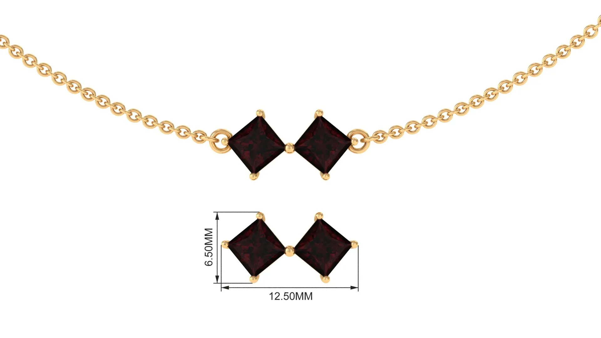 Simple Garnet Station Chain Necklace