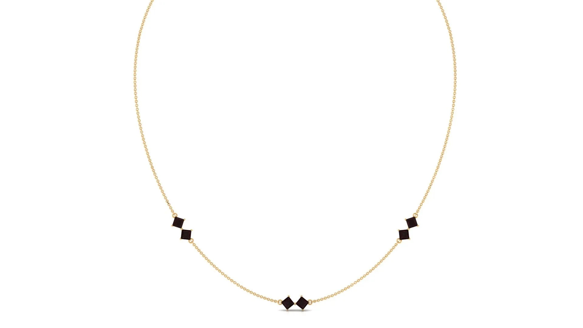 Simple Garnet Station Chain Necklace