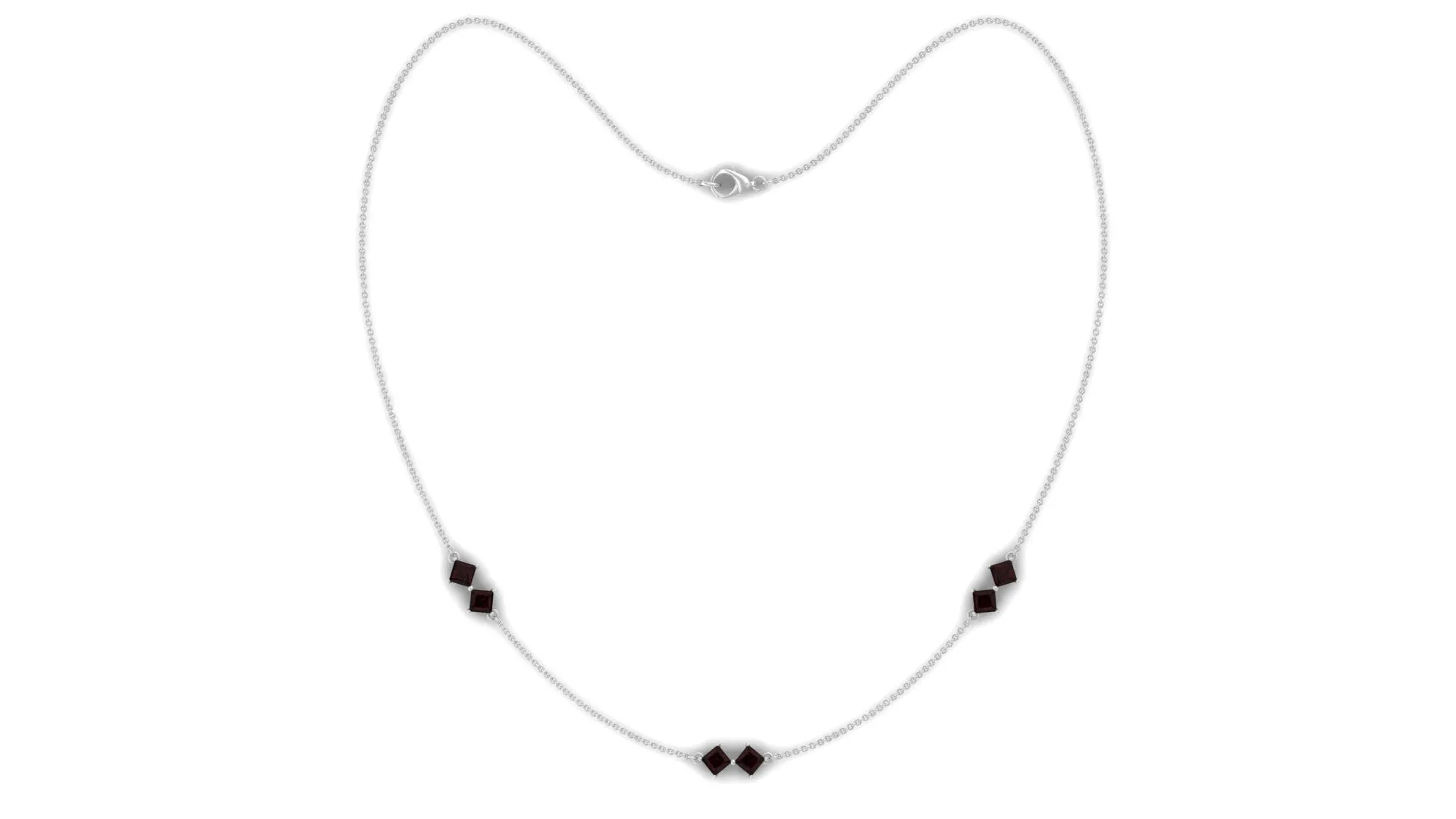 Simple Garnet Station Chain Necklace