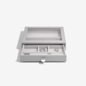 Stackers Classic 5 Compartment Glass Lid Jewellery Drawer Pebble Grey