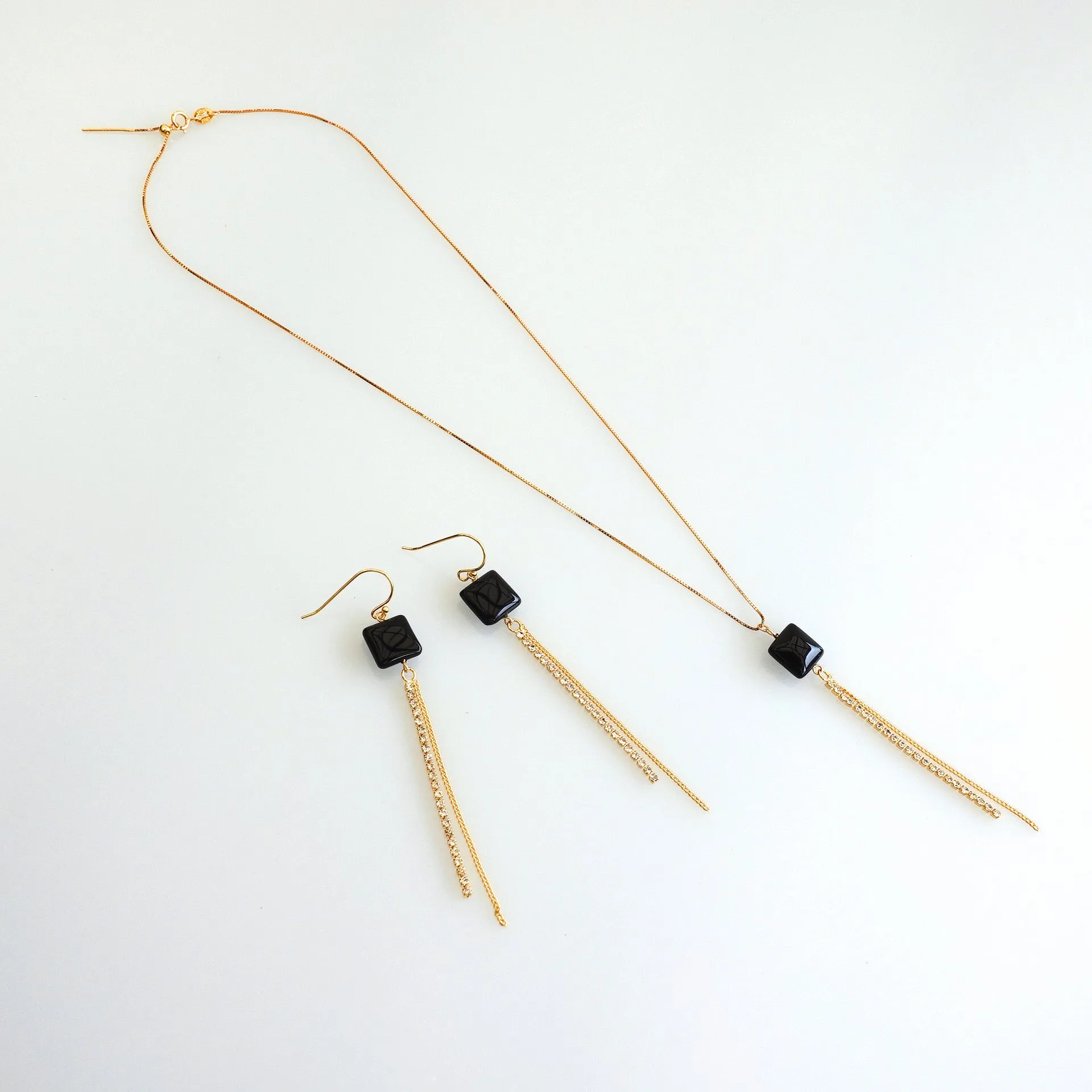 Starlight Obsidian Necklace and Earrings Set