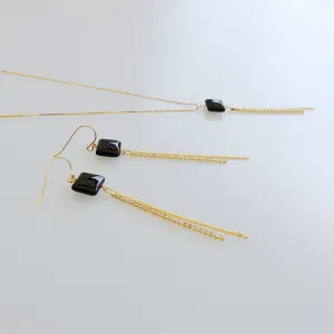 Starlight Obsidian Necklace and Earrings Set