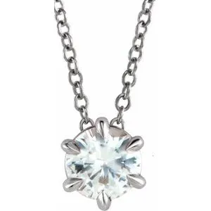 Sterling Silver 1/2 CT Natural Diamond Solitaire 16-18" Necklace