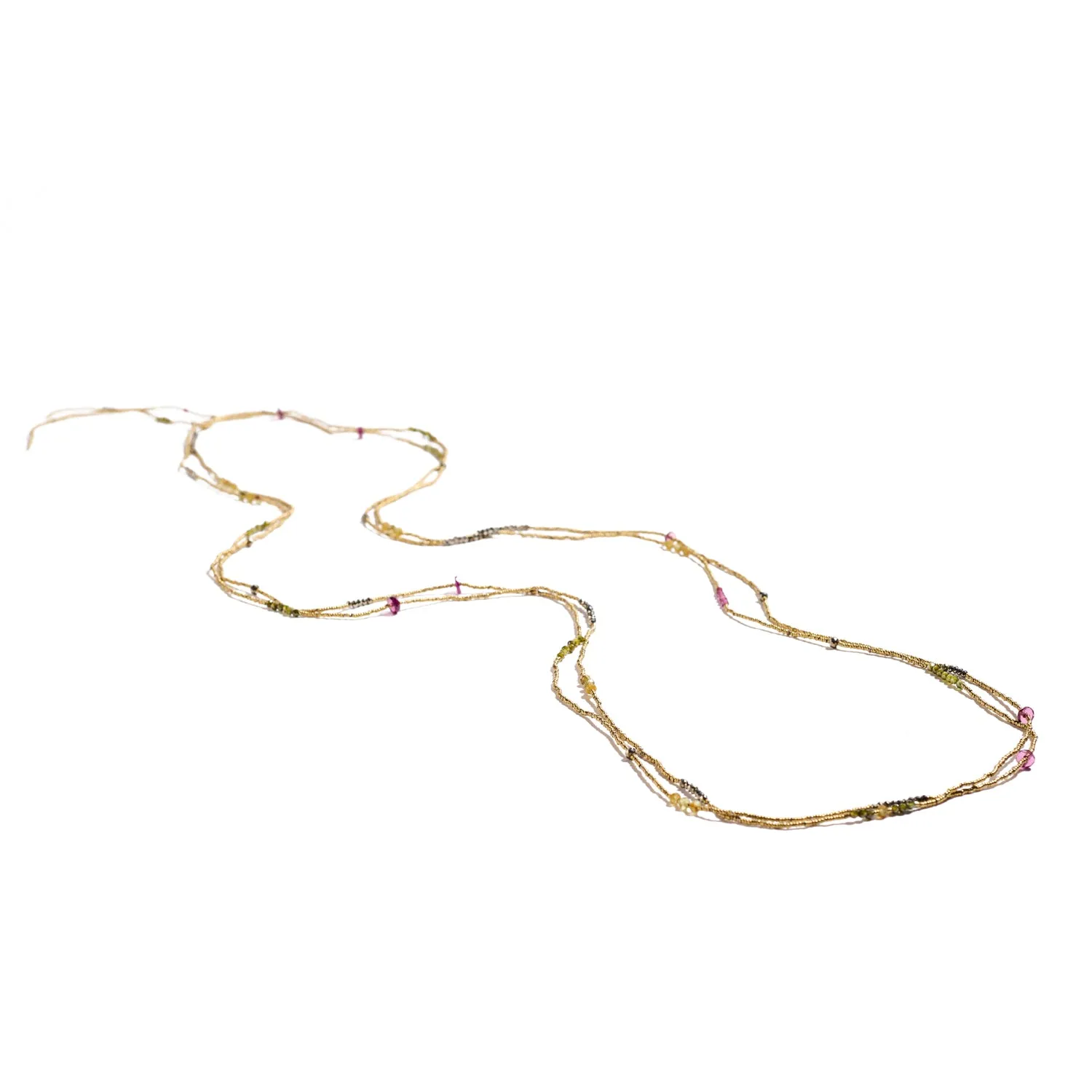 Strands of Pyrite, Garnet, and Quartz Necklace