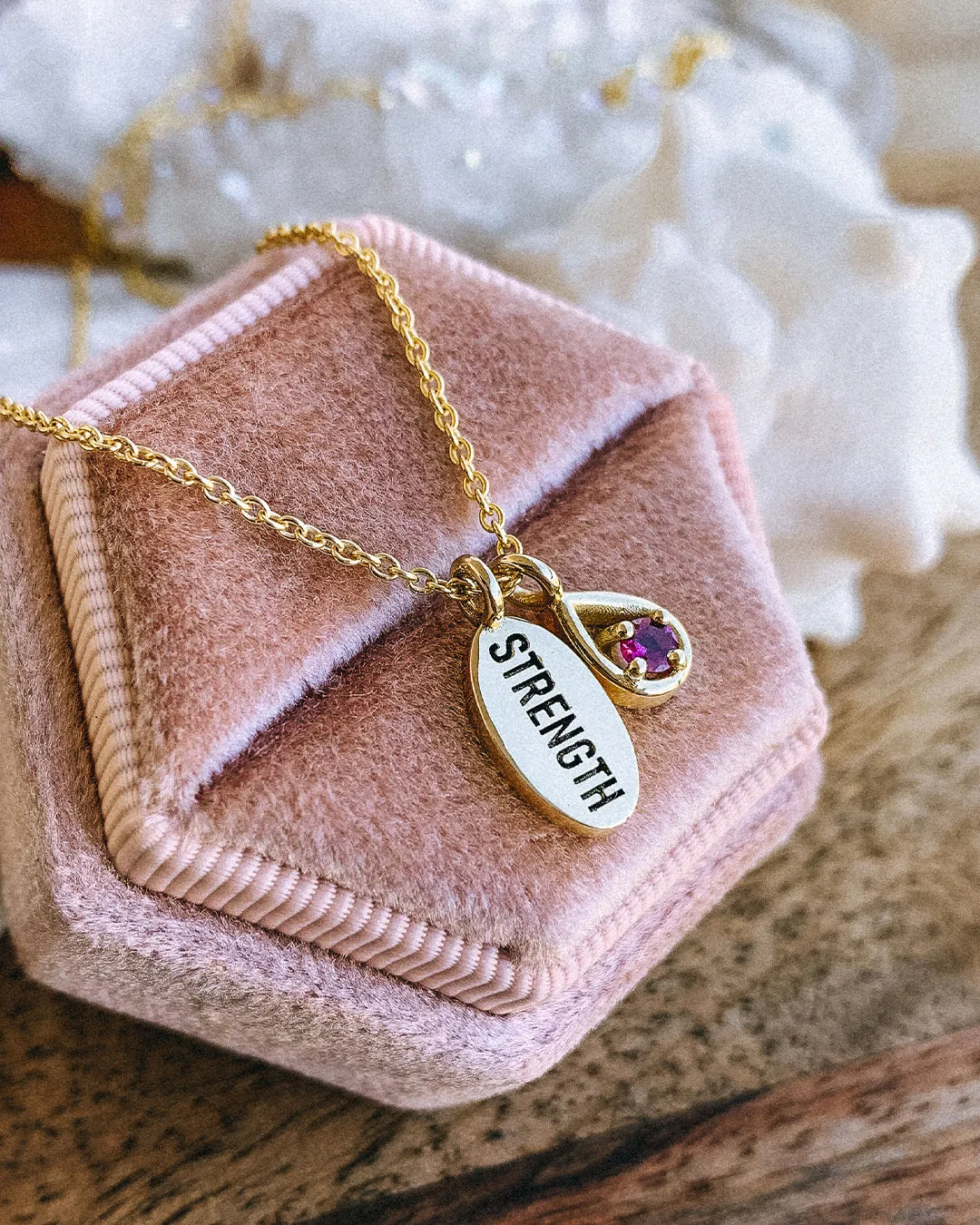 Strength Necklace with Pink Garnet