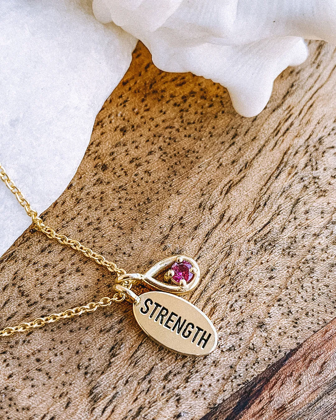 Strength Necklace with Pink Garnet