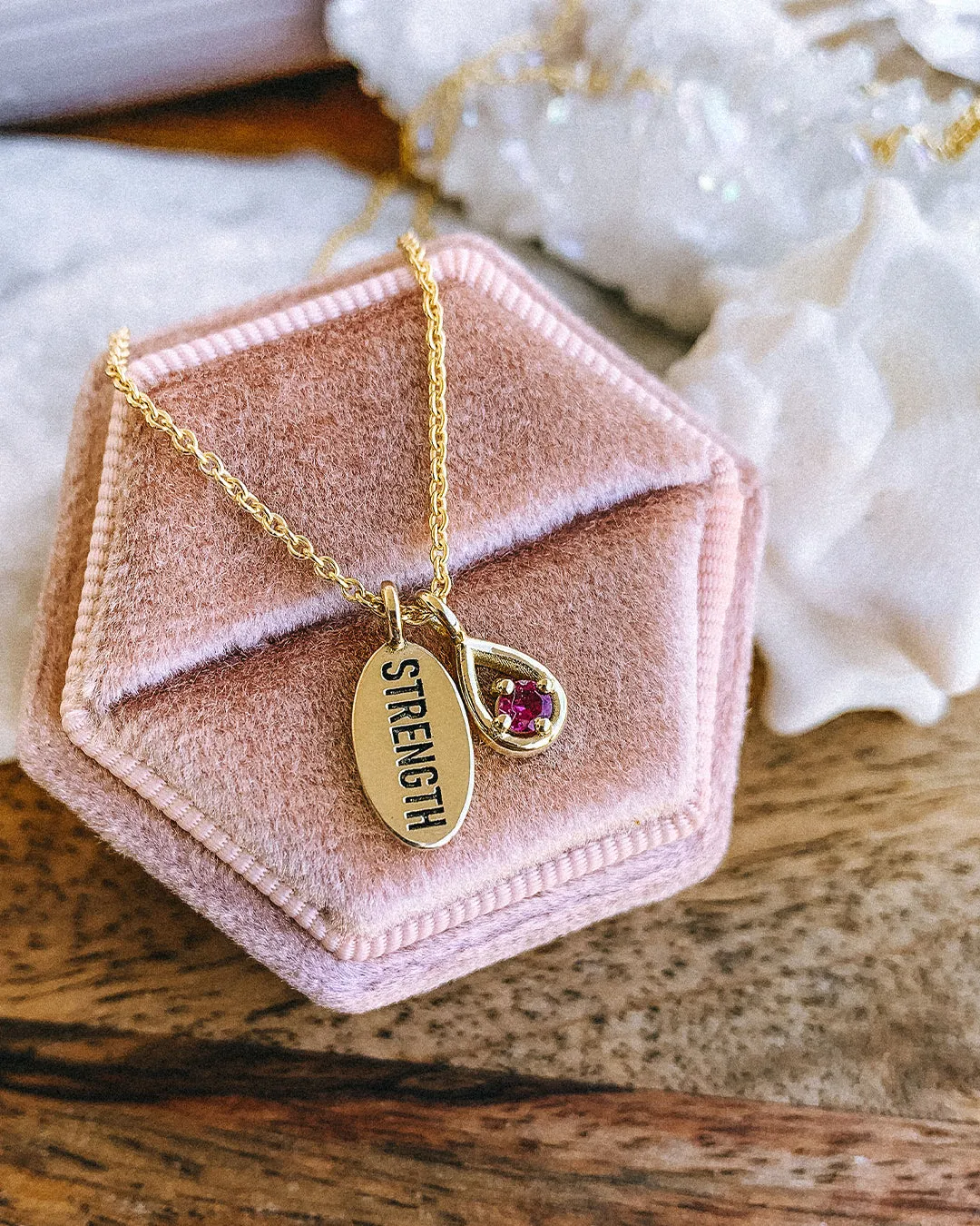 Strength Necklace with Pink Garnet