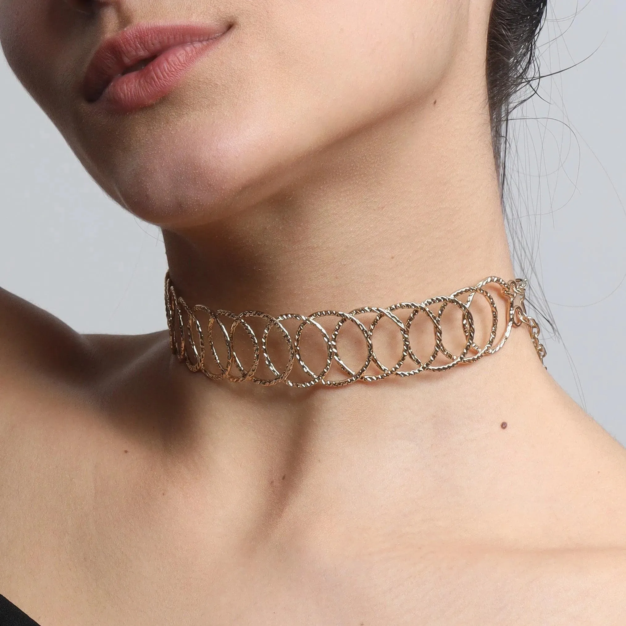 TFC Overlap Gold Plated Choker Necklace