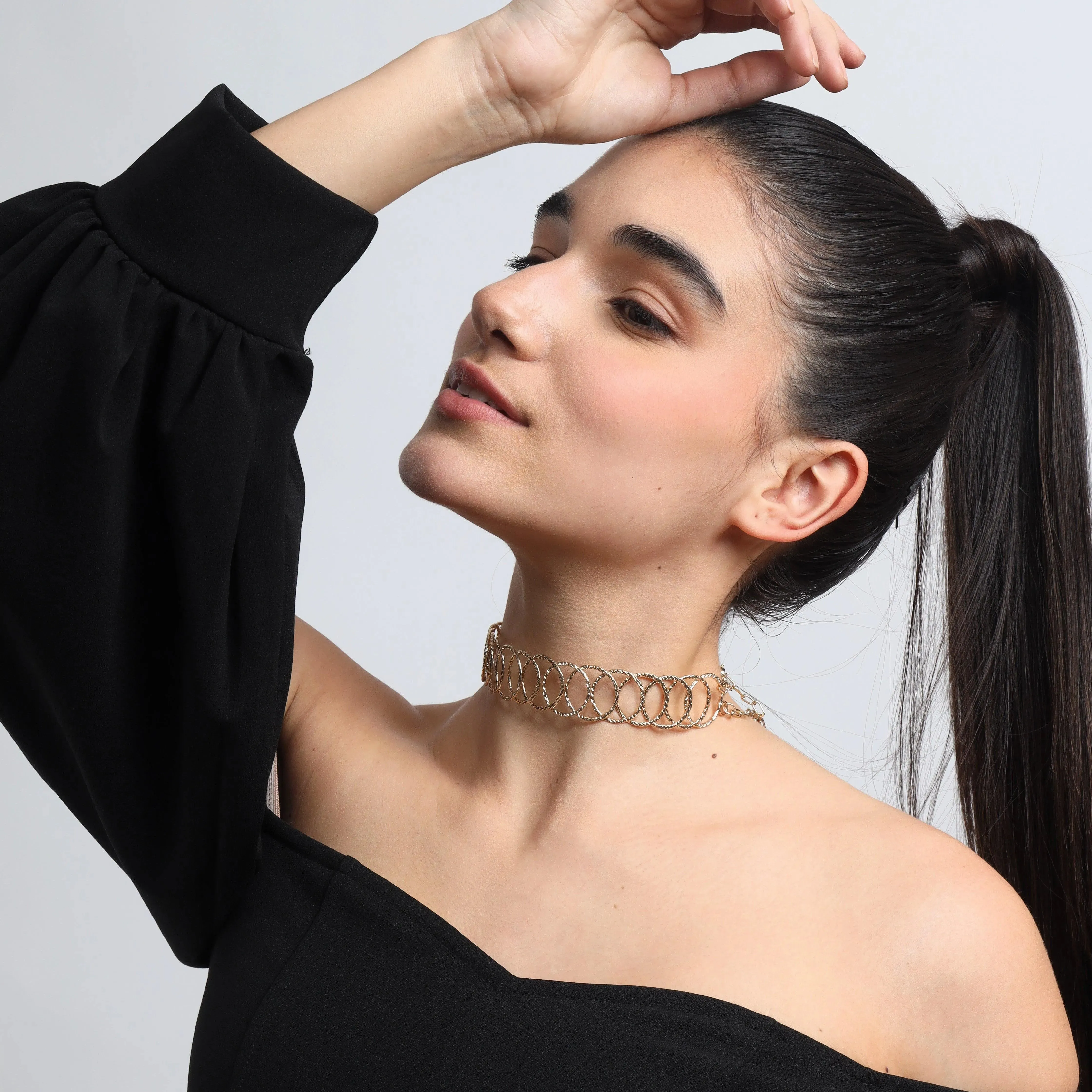 TFC Overlap Gold Plated Choker Necklace