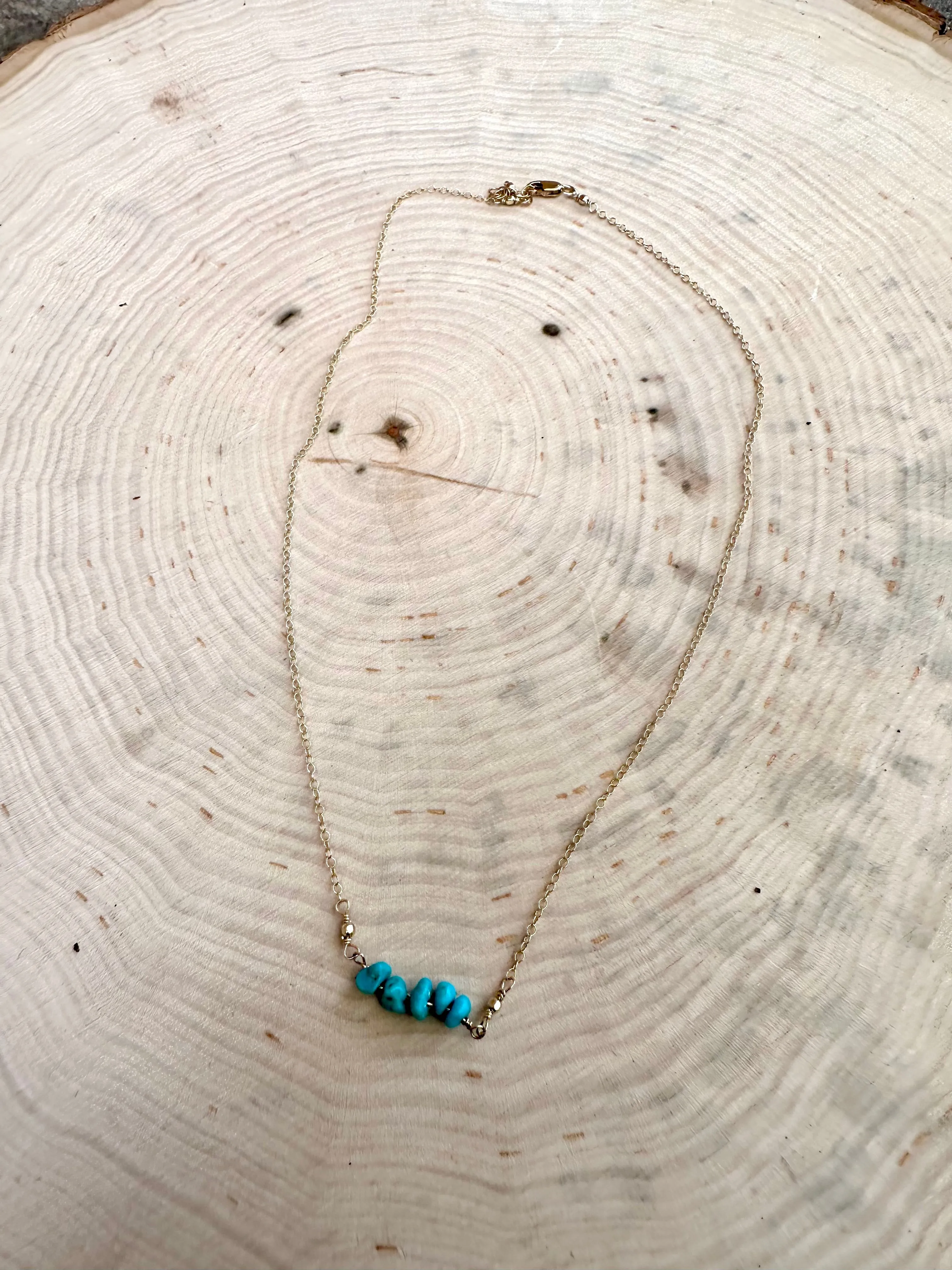 “The Golden Collection” Wild Flower Handmade Turquoise Beaded 18k Gold Plated Necklace