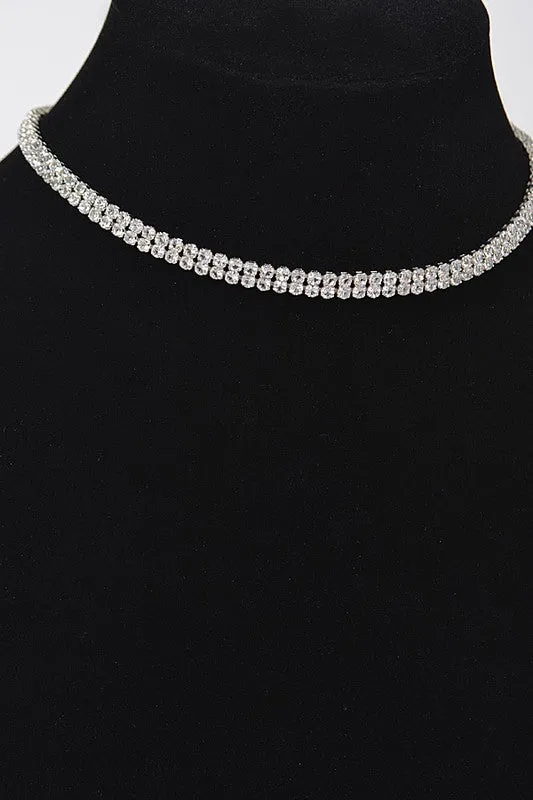 Time To Inspire Rhinestone Choker - Silver