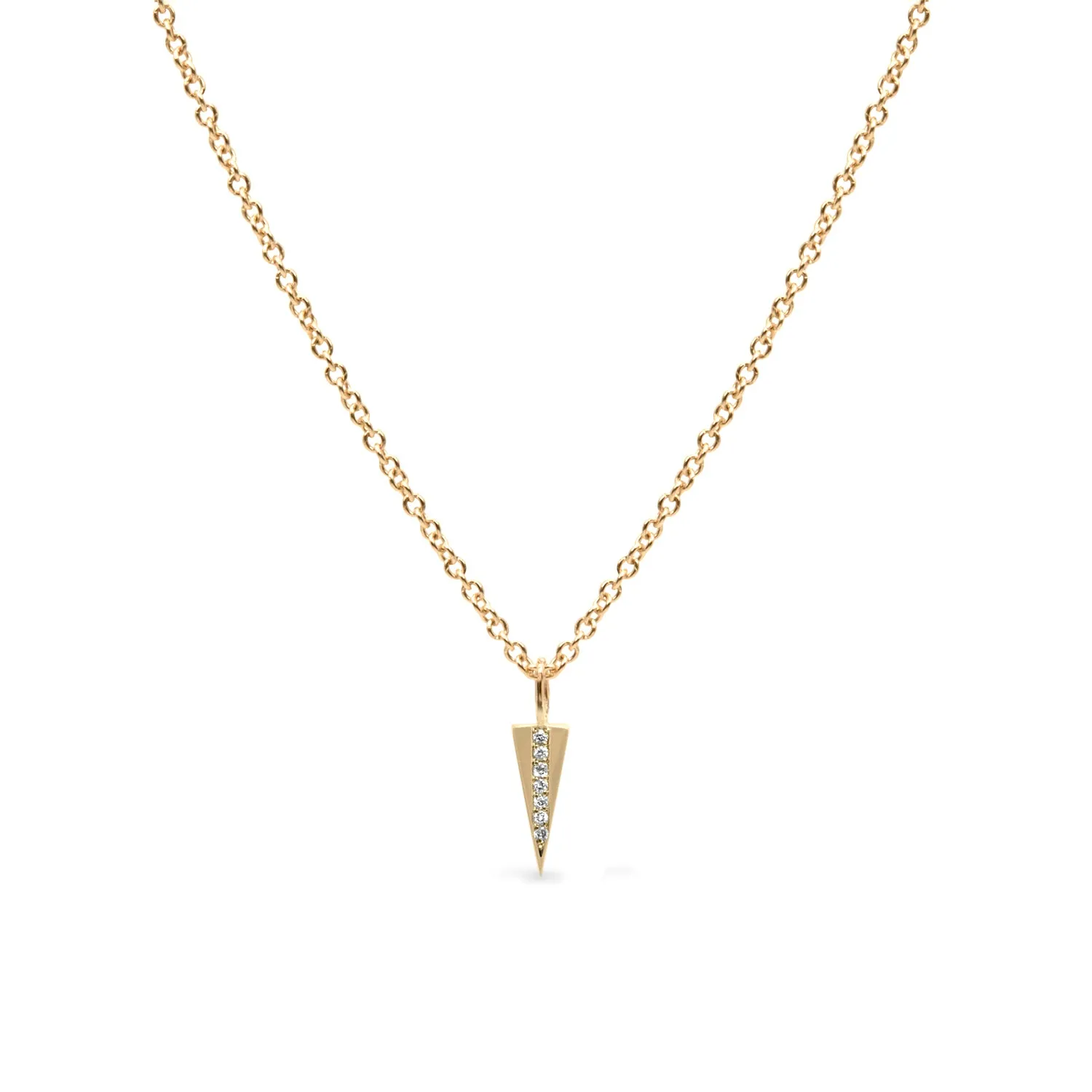 Triangle necklace set with row of diamonds