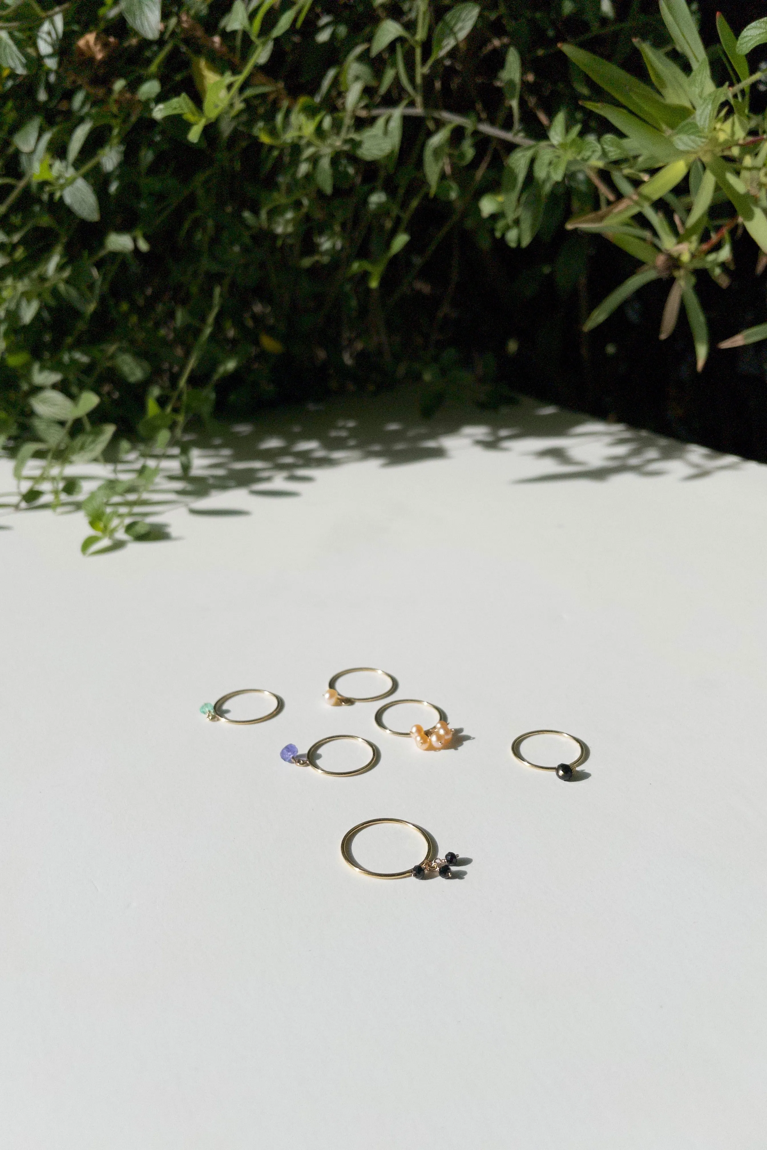 Triple Black Spinel Gemstone Stacking Ring