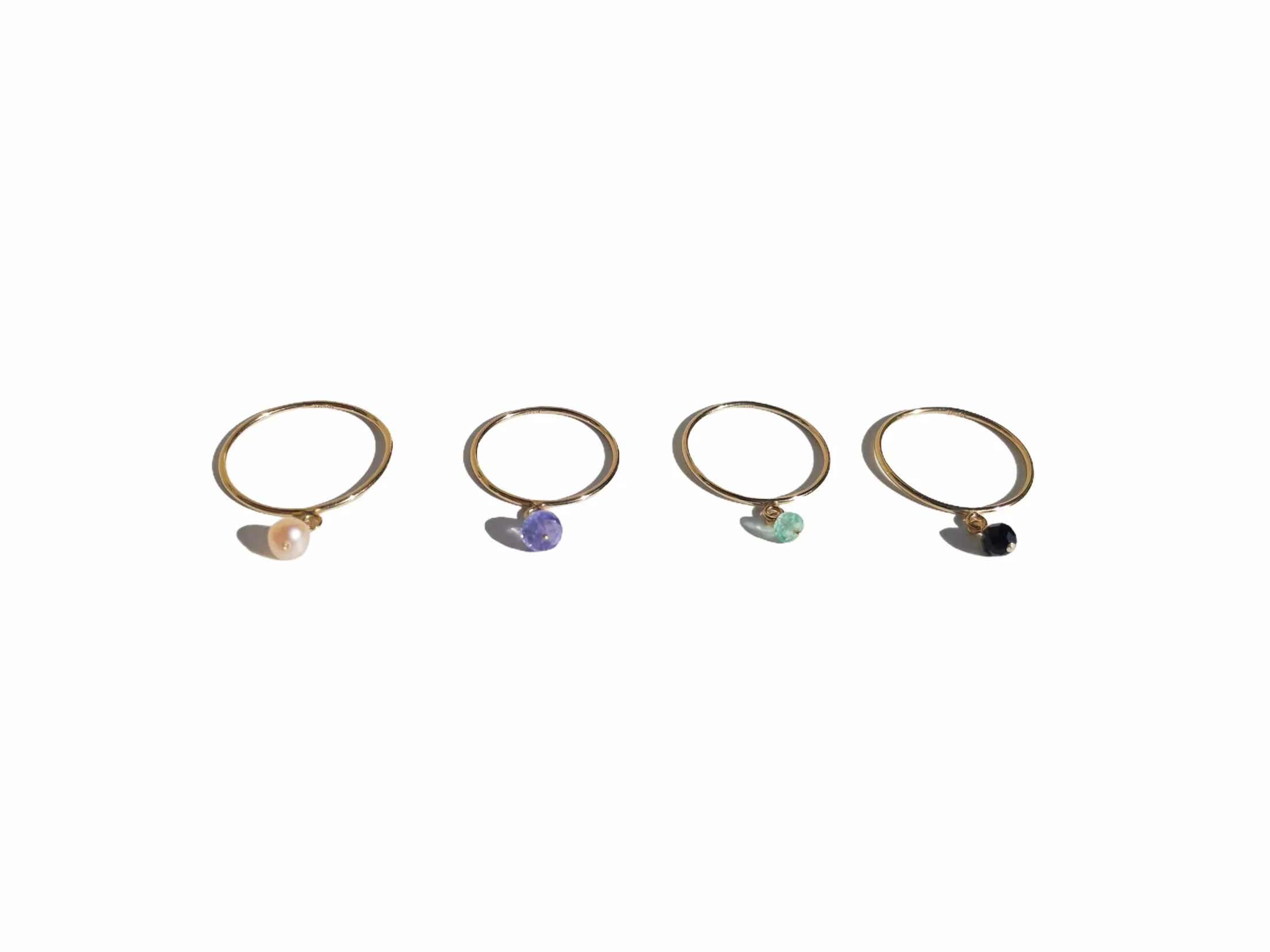 Triple Black Spinel Gemstone Stacking Ring