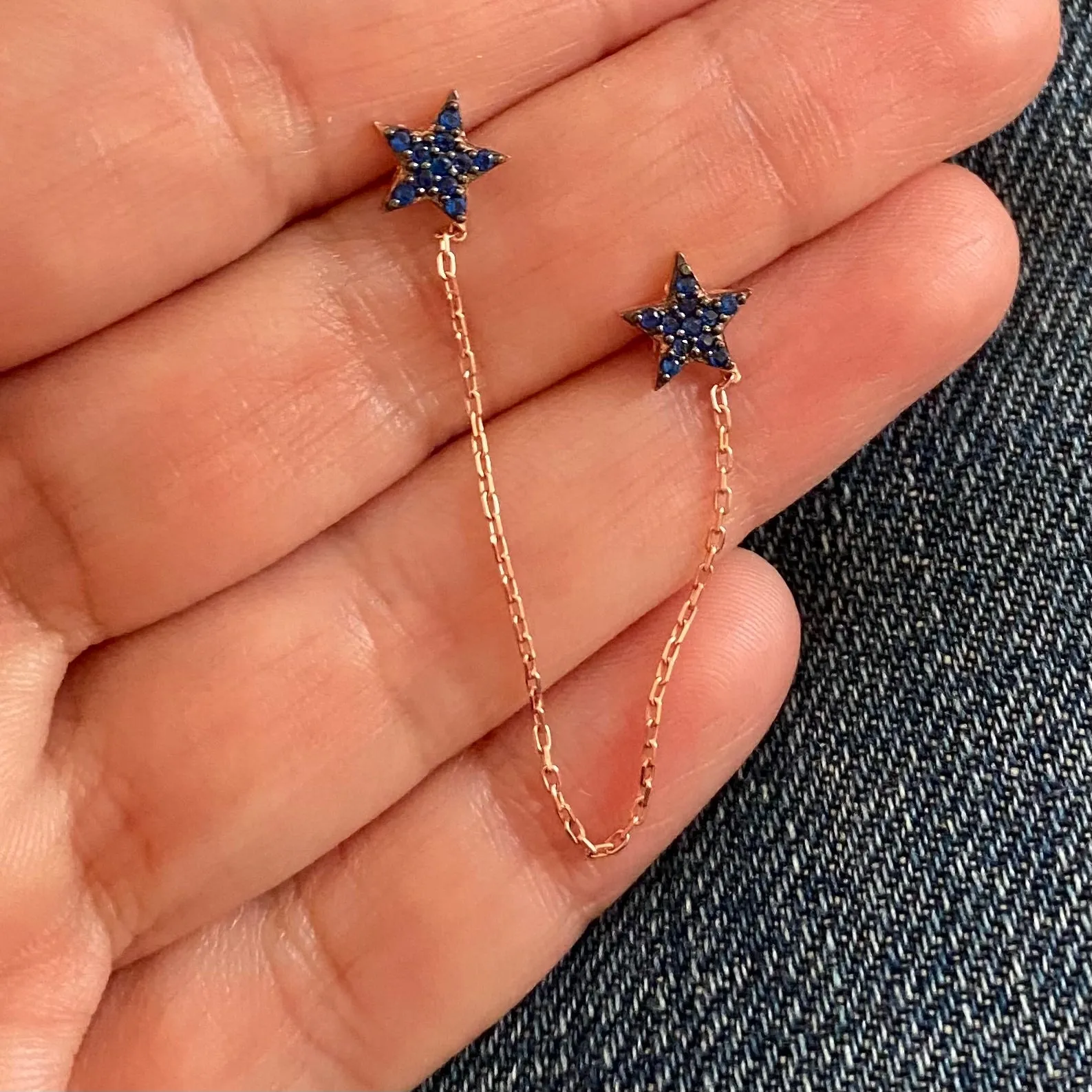 Twin earrings with chains - Sold as single Item