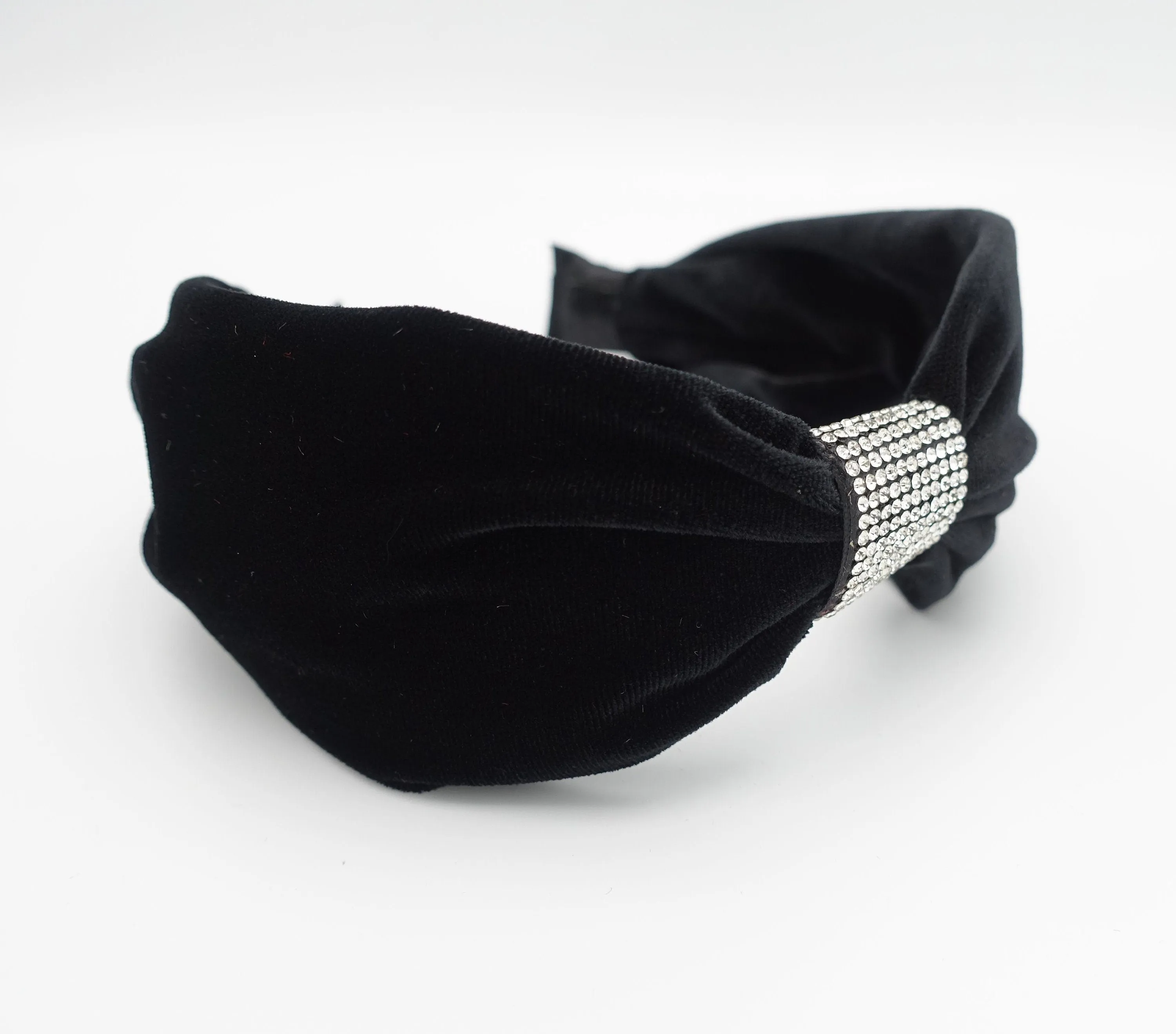 velvet front pleated rhinestone headband women headband hair accessories