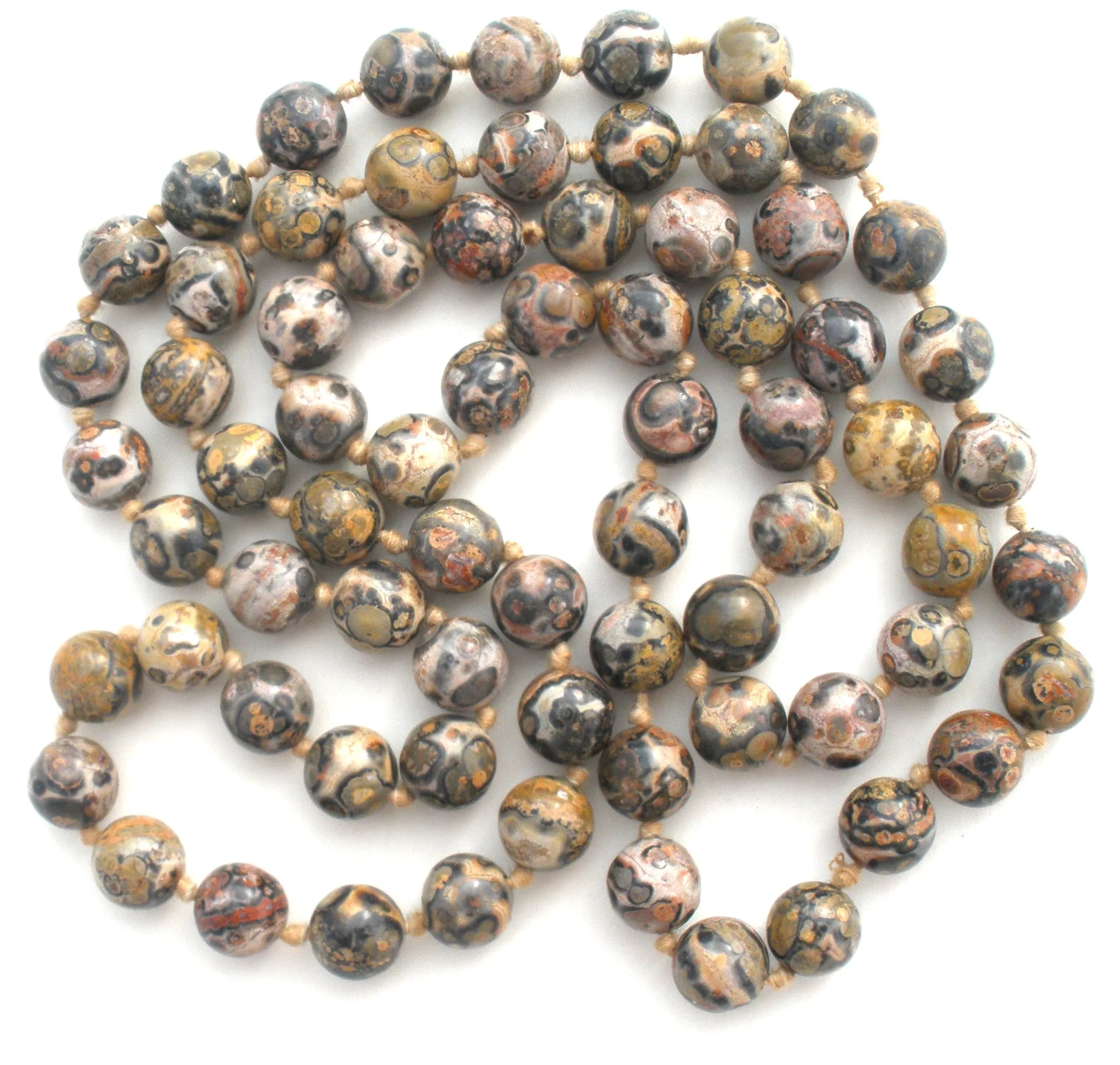 Vintage Brown Jasper Bead Necklace 34"