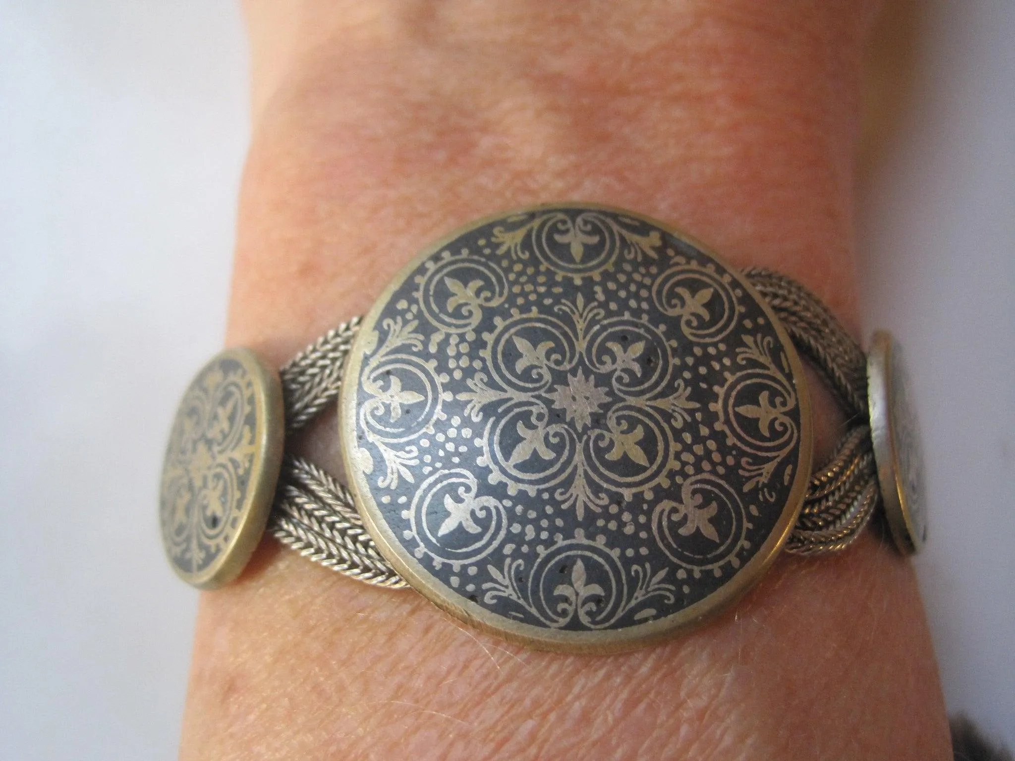 Vintage Silver and Niello Turkish Bracelet