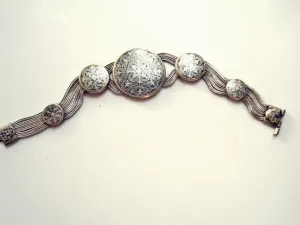 Vintage Silver and Niello Turkish Bracelet