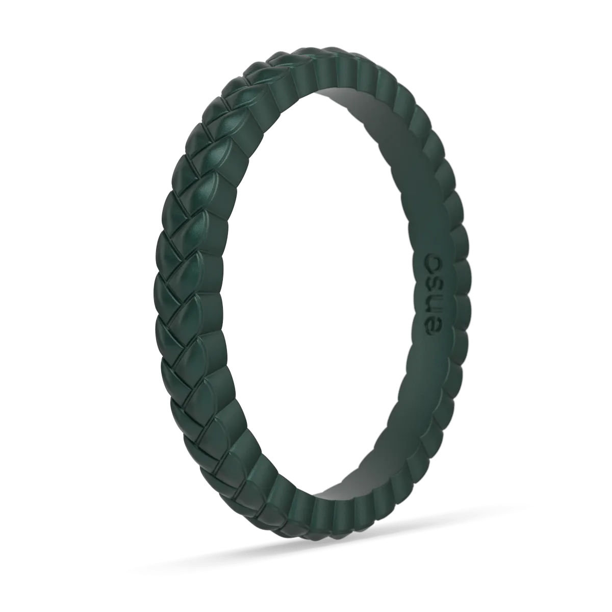 Weave Stackable Silicone Ring - Metallic Green