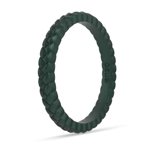 Weave Stackable Silicone Ring - Metallic Green