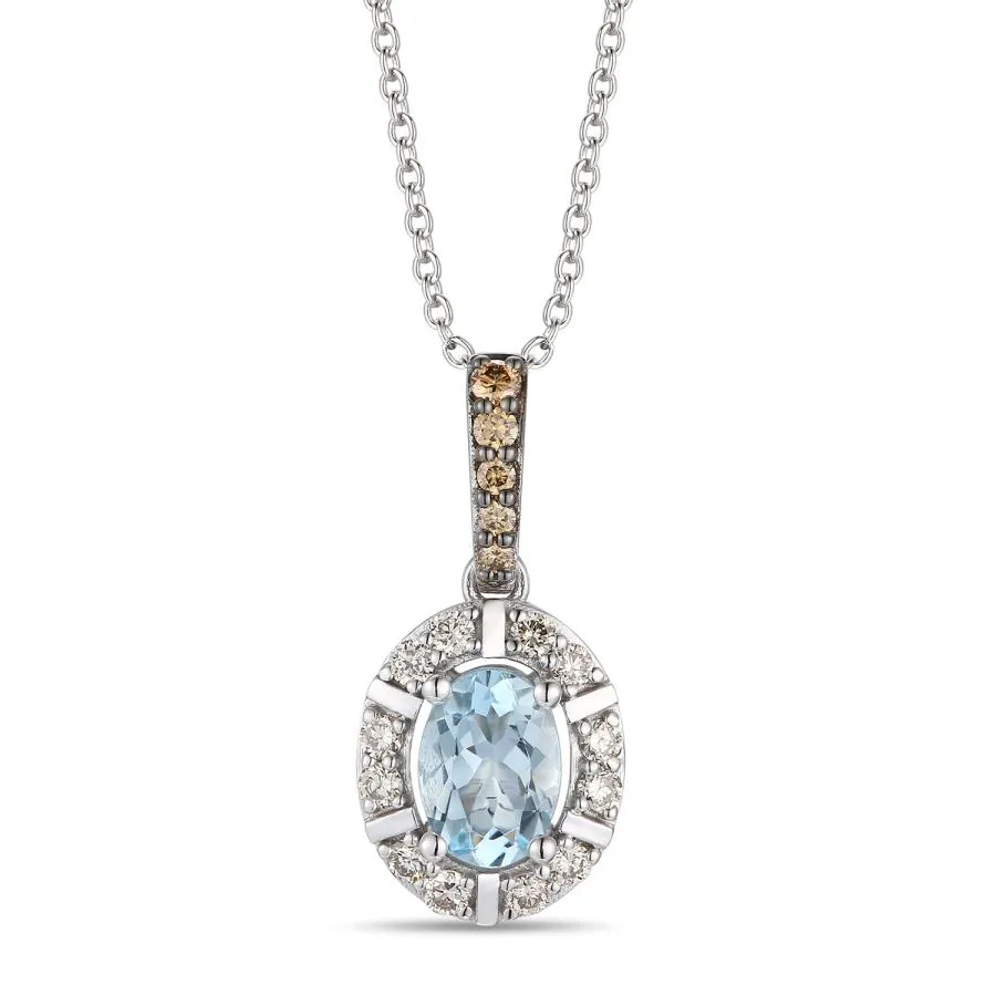 White Gold Aquamarine Pendant with Nude Diamonds