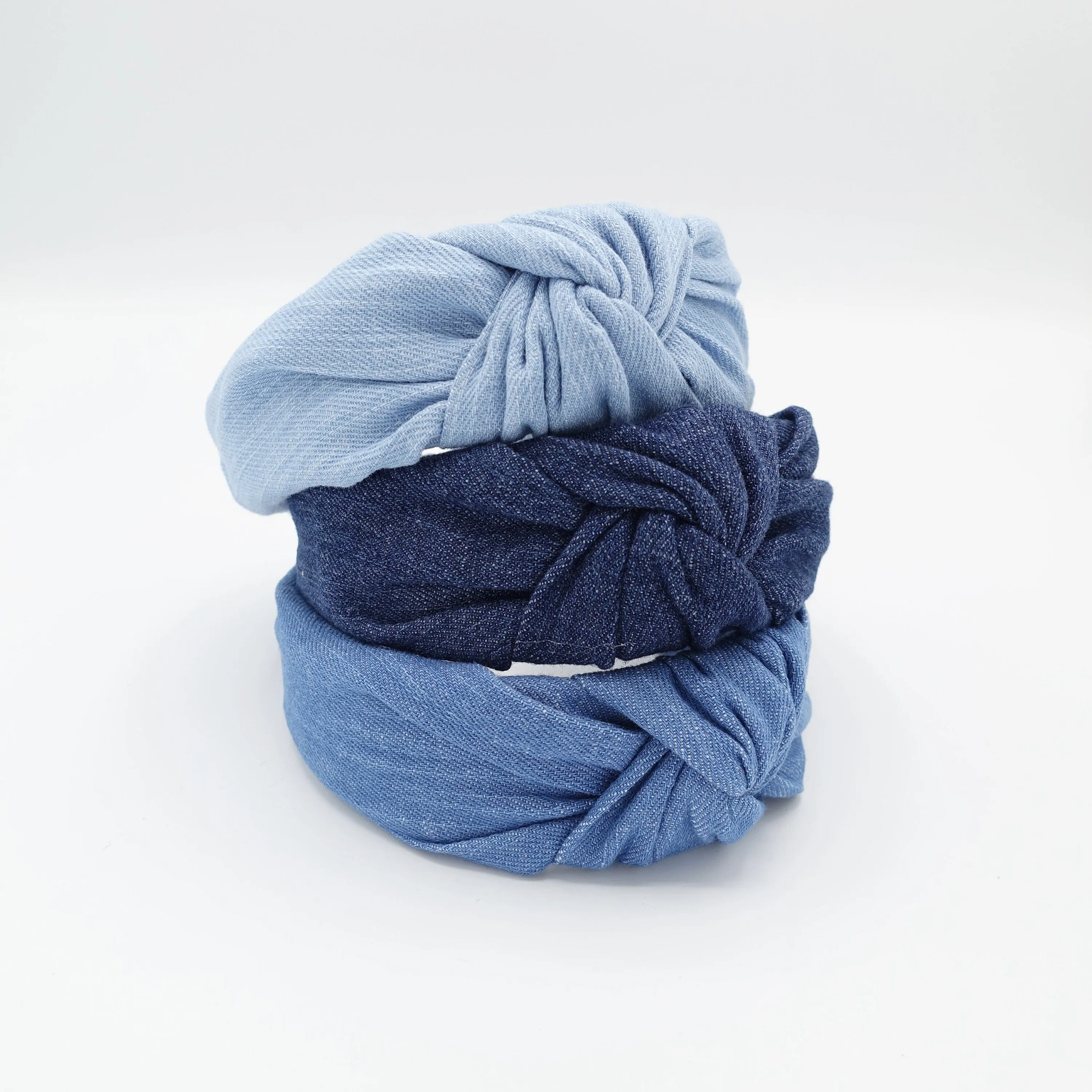 wide denim knotted headband cotton wrap headband women casual hair accessory