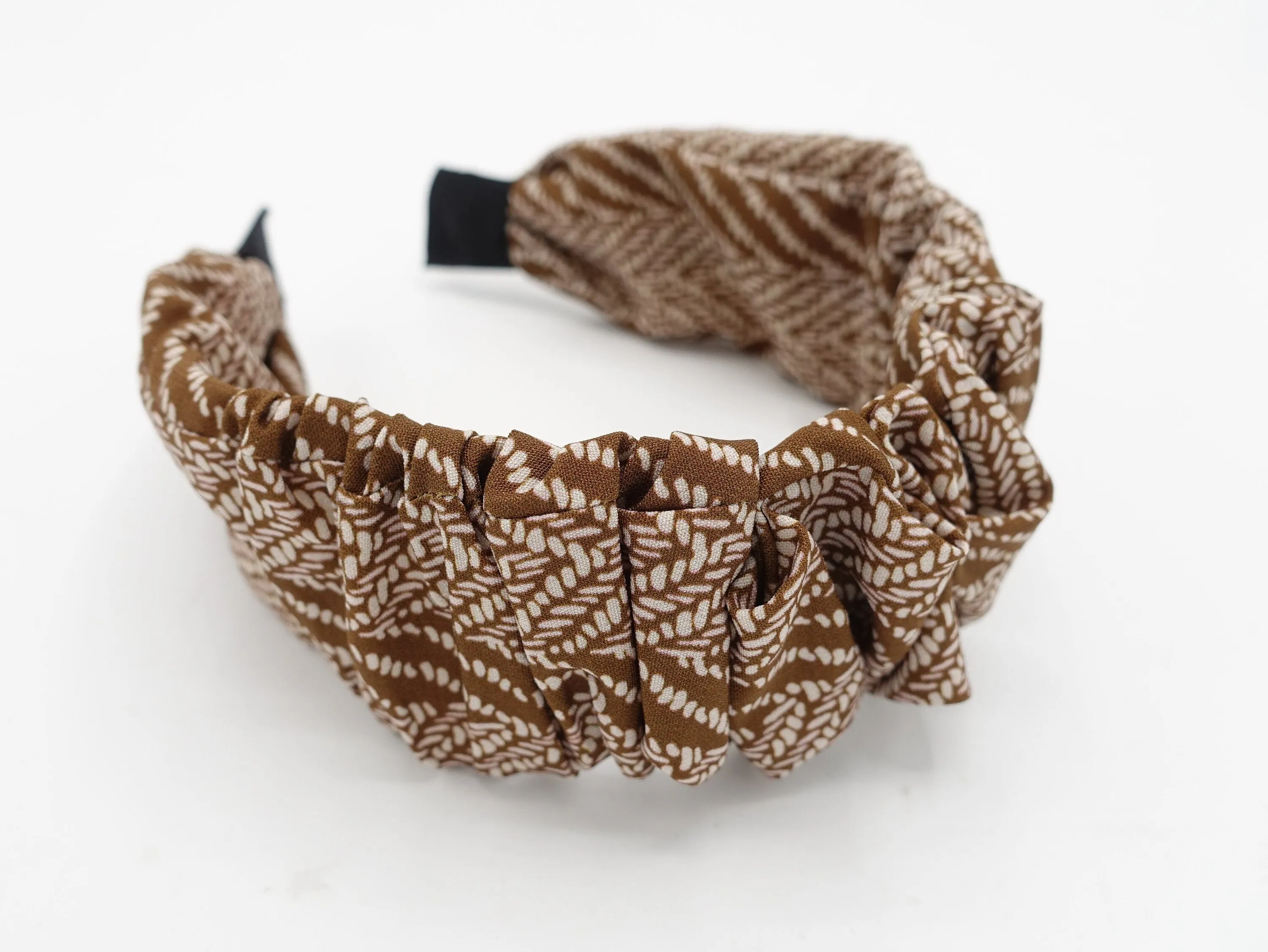 wide herringbone headband pleated hairband Autumn color tone hair accessory