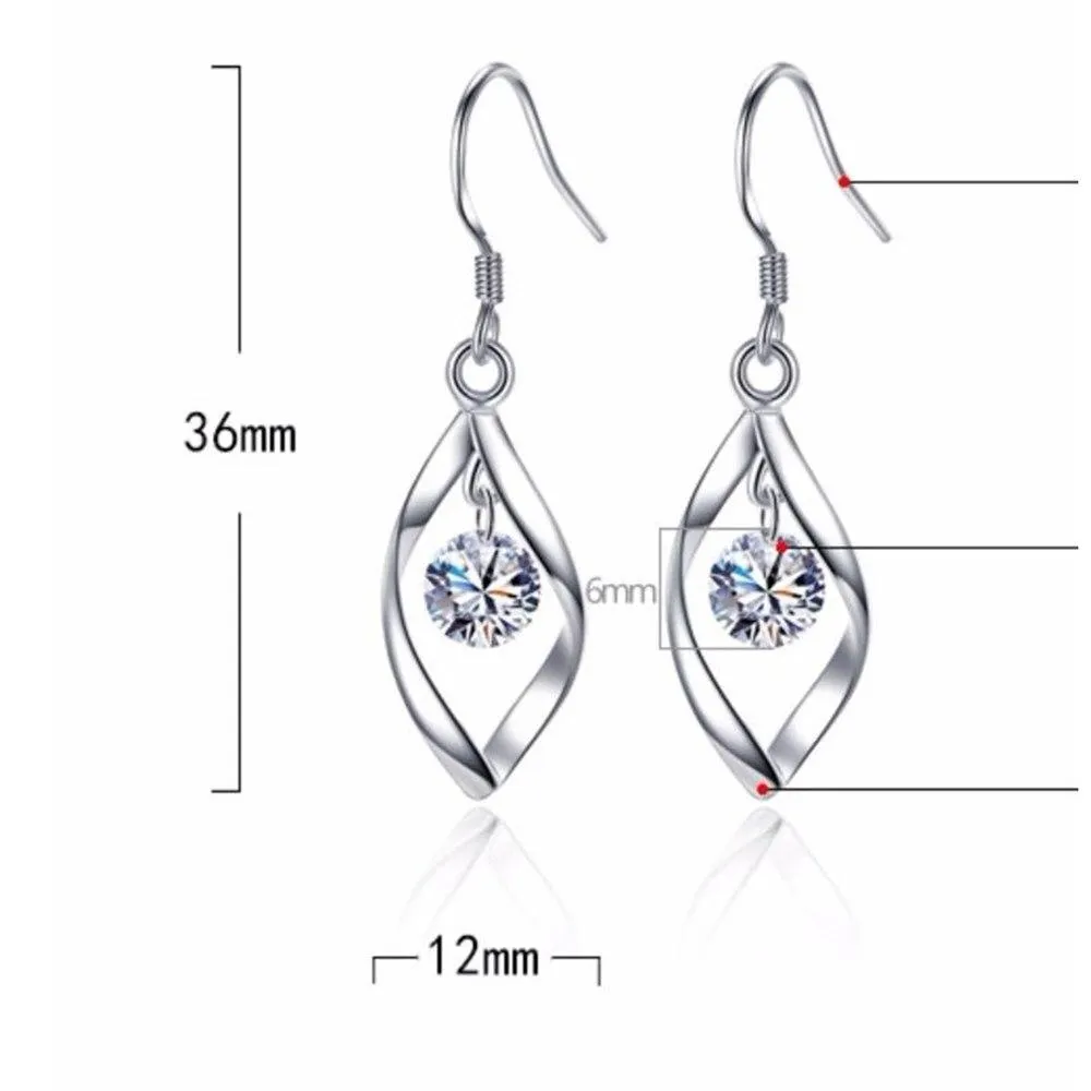 Women Sterling Silver Retro Long Tassel Hook Earrings