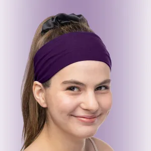 Women's Headbands Cotton Jersey 3" Wide Yoga Fitness Fashion Made in the USA Plum