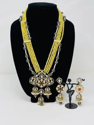 Yelllow Beaded Handcrafted Jewellery Set