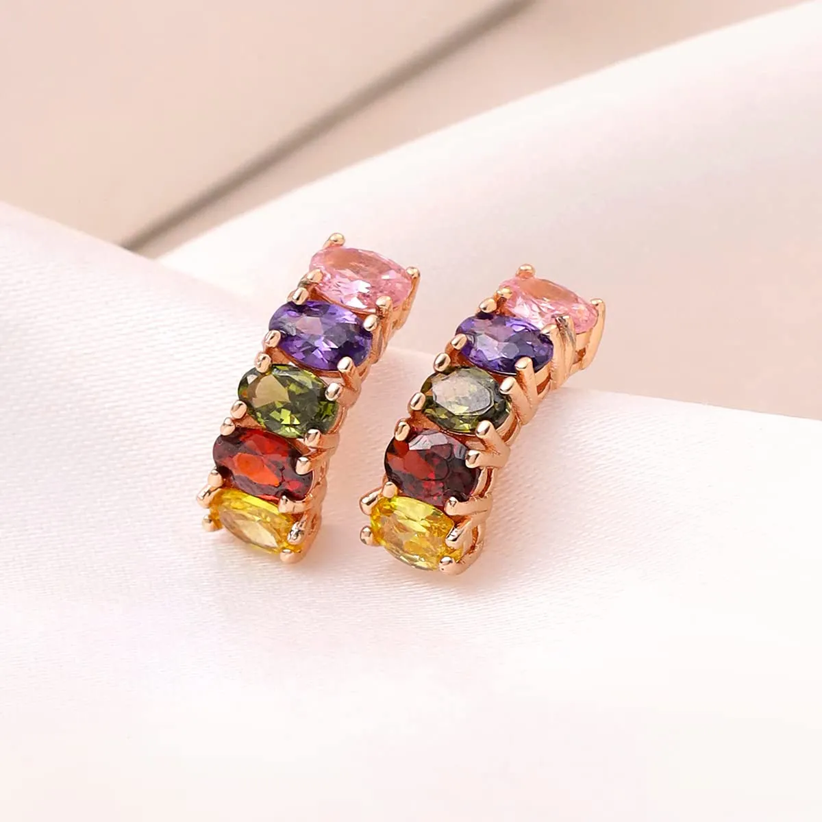 Yellow Chimes Earrings for Women Multicolor Swiss Zircon Studded Rose Gold Plated Drop Earrings for Women and Girls