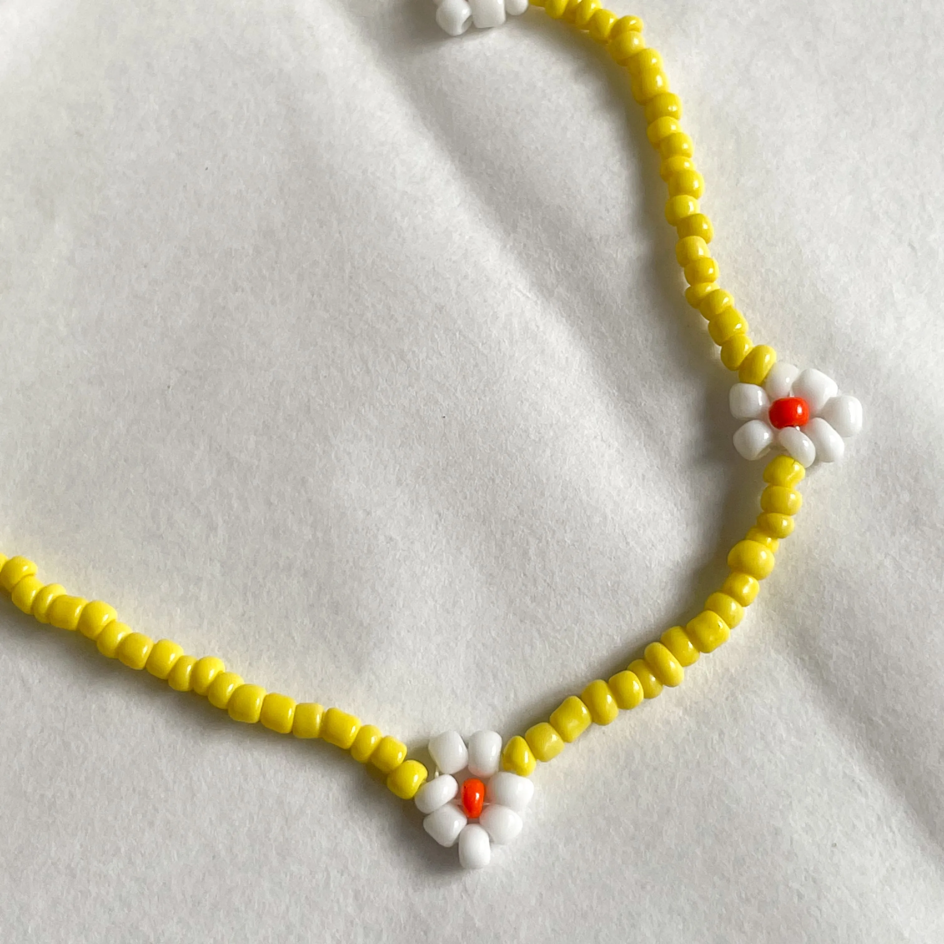 Yellow Daisy Bead Necklace