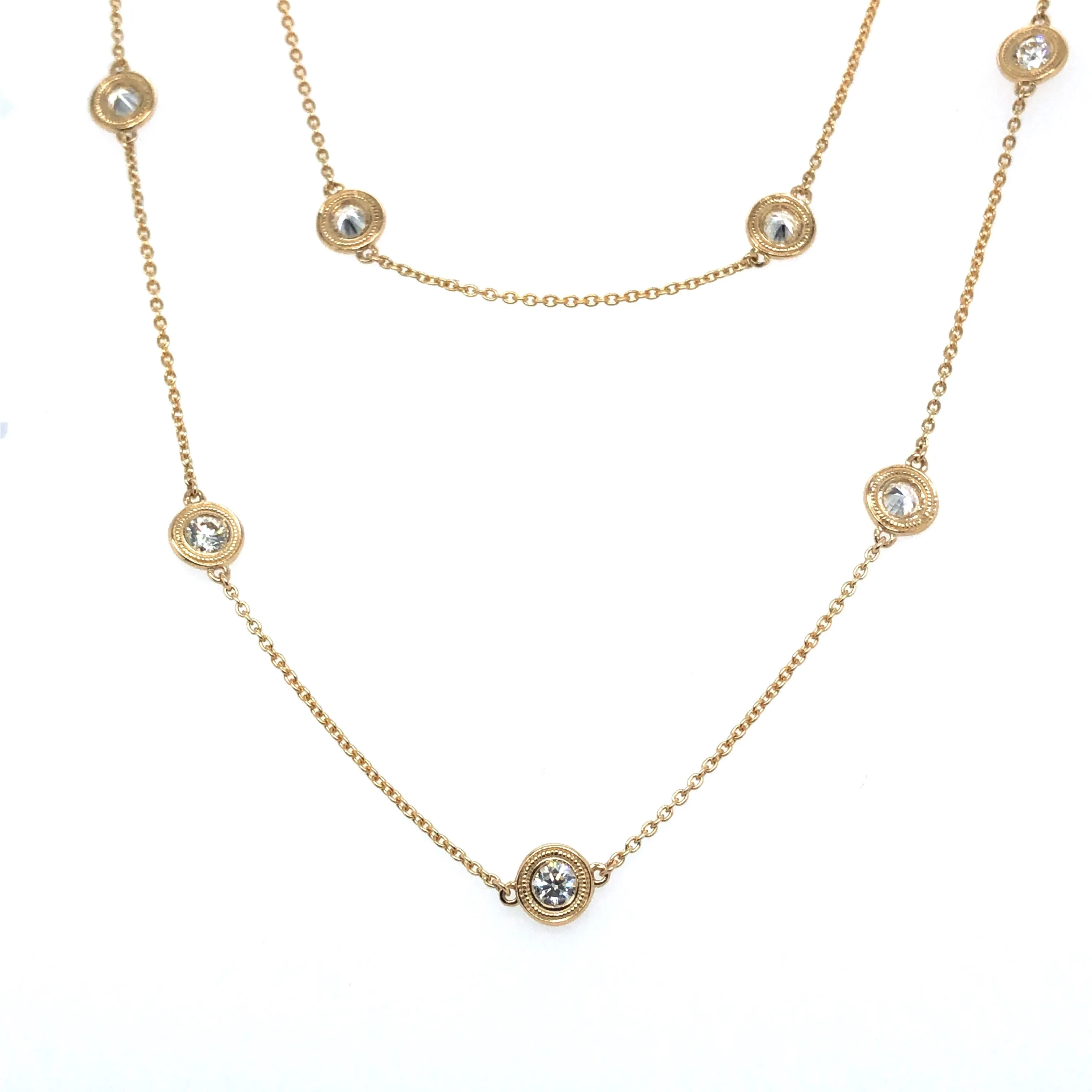 Yellow Gold Diamond By The Yard Necklace- 1.04CTW