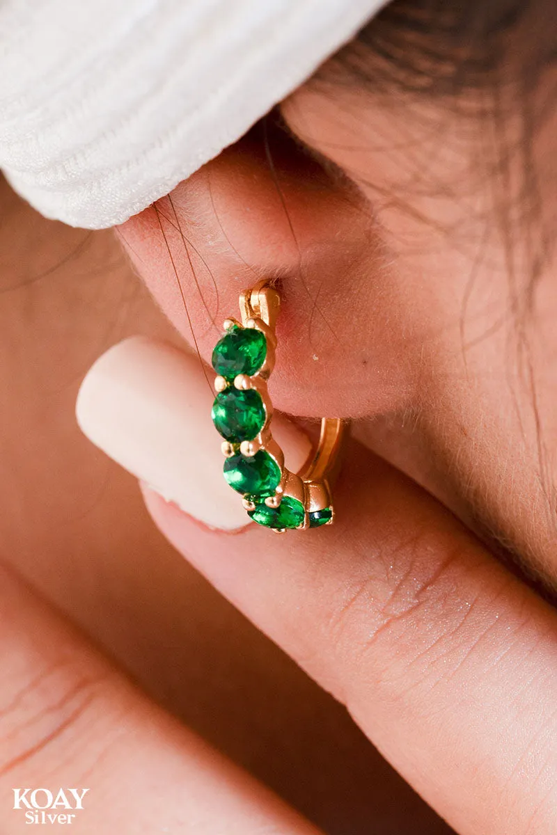 Zircon Green Hoop GP Earring